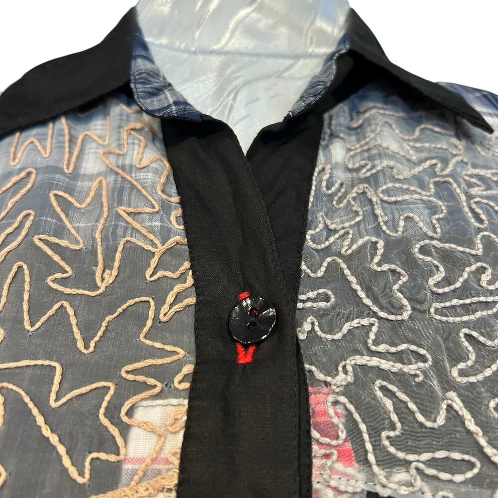 Parsley & Sage Patchwork Tunic Black Mixed Print Oversized High Low Size M - Picture 9 of 13